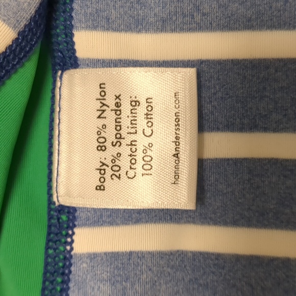 EUC Hanna Andersson Baby Boy Blue, White, Green Striped Short Sleeve Rashguard - Picture 3 of 3
